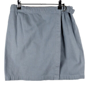 L.L. Bean Petite Light Blue 100% Cotton Athleisure Mini Adjustable Wrap Skirt
